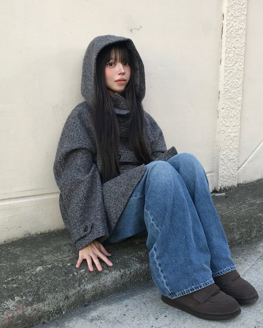 ダブルボタンシルエットウールコート