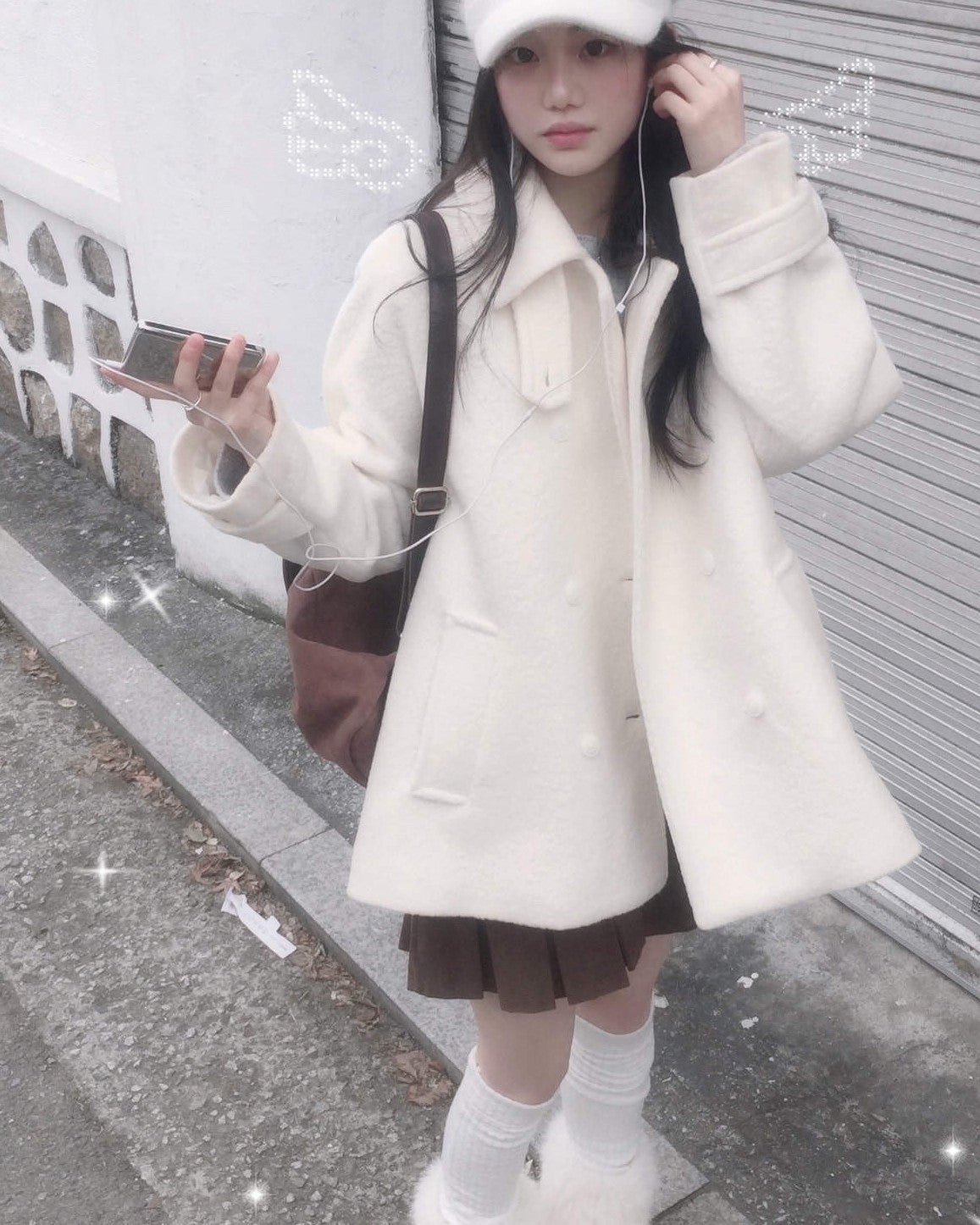 ハイネックダブルボタンウールコート