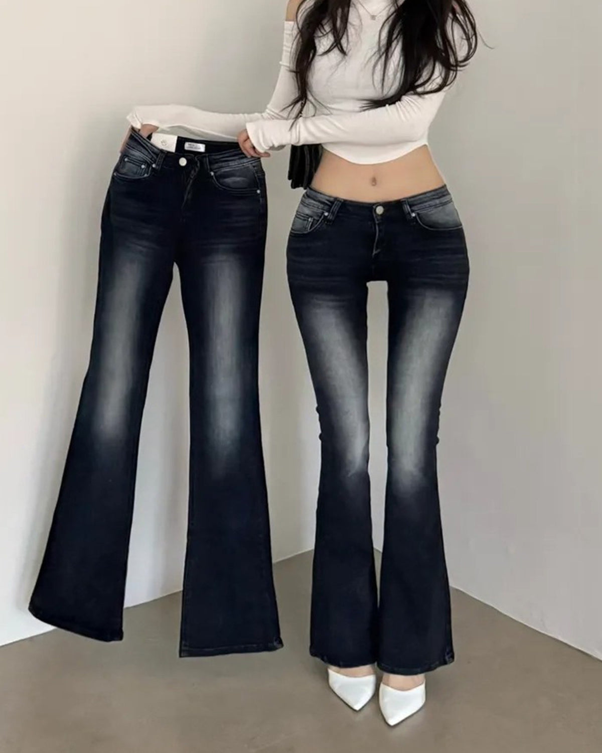 ローライズセミフレアデニムパンツ