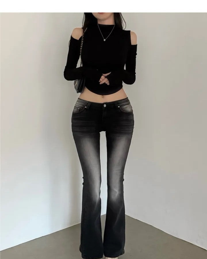 ローライズセミフレアデニムパンツ