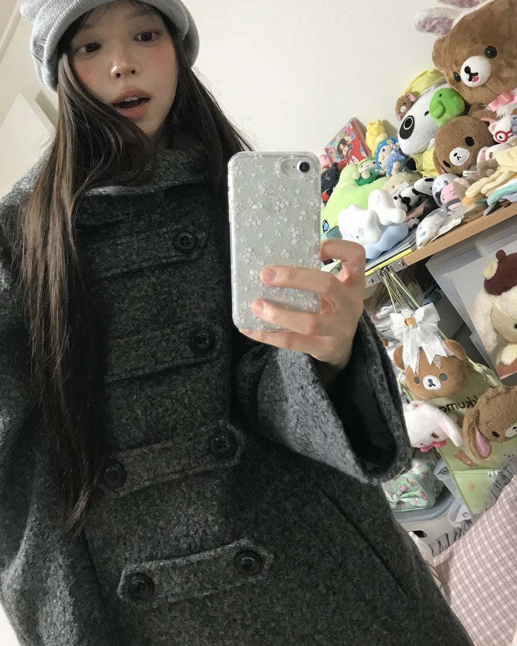 ダブルボタンシルエットウールコート