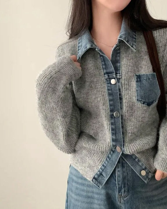 デニムニットカーディガン