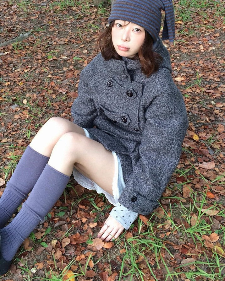 ダブルボタンシルエットウールコート