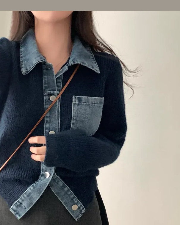 デニムニットカーディガン