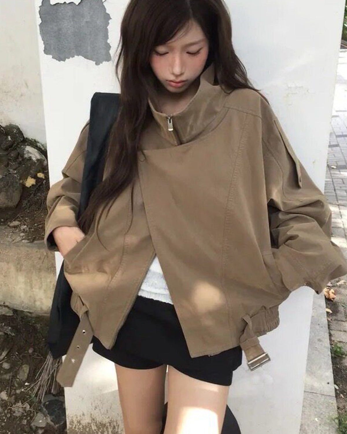 アシンメトリーベルトジャケット